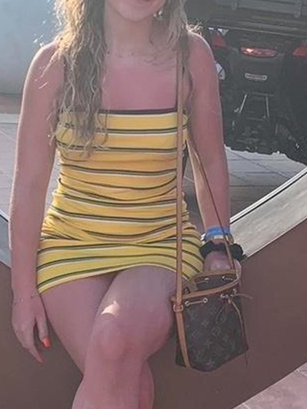 Yellow Striped Bodycon Mini Dress